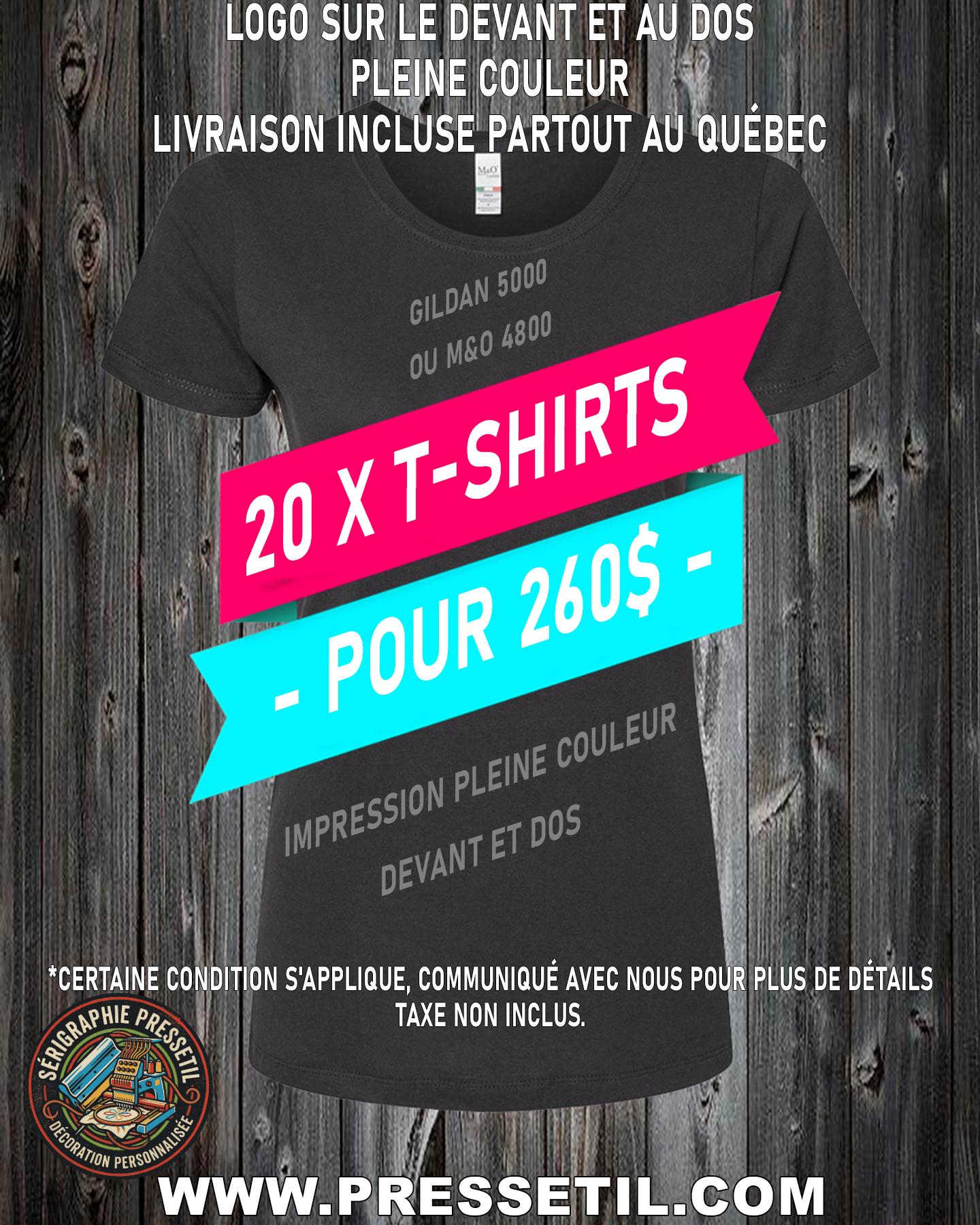 20 t-shirts 2 logos